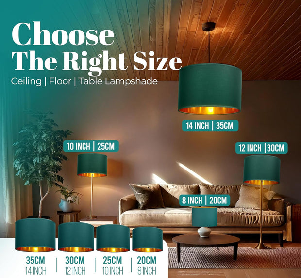 Modern Fabric Easy Fit Pendant Light Shades/Lampshades for Ceiling Lights, Golden inner