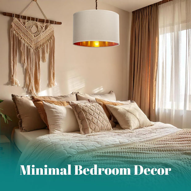 Modern Fabric Easy Fit Pendant Light Shades/Lampshades for Ceiling Lights, Golden inner