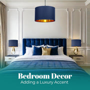 Modern Fabric Easy Fit Pendant Light Shades/Lampshades for Ceiling Lights, Golden inner
