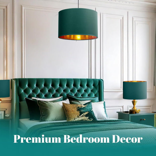 Modern Fabric Easy Fit Pendant Light Shades/Lampshades for Ceiling Lights, Golden inner