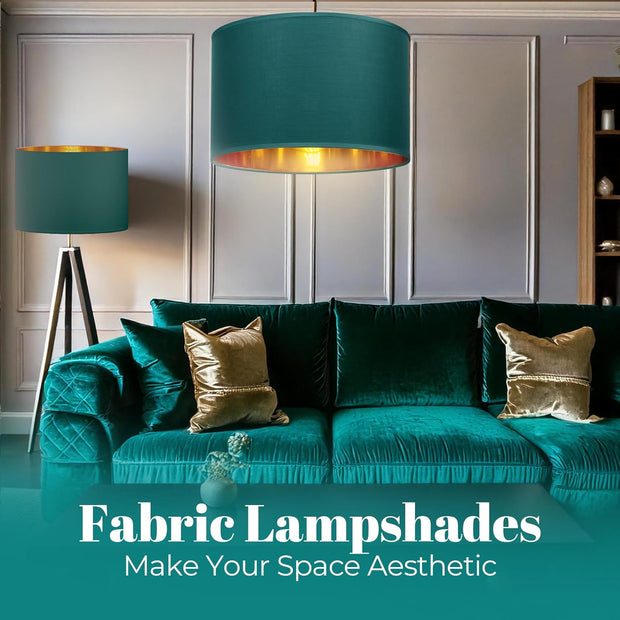 Modern Fabric Easy Fit Pendant Light Shades/Lampshades for Ceiling Lights, Golden inner