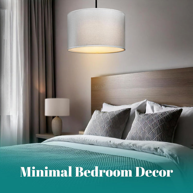 Modern Fabric Easy Fit Pendant Light Shades/Lampshades for Ceiling Lights, White inner