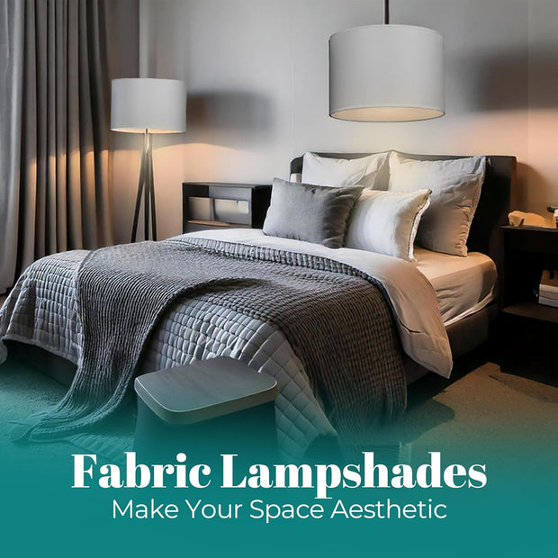 Modern Fabric Easy Fit Pendant Light Shades/Lampshades for Ceiling Lights, White inner