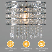 Giggi Chrome Cylinder Shape Ceiling Light Shade with Clear Acrylic Crystals