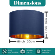 Modern Fabric Easy Fit Pendant Light Shades/Lampshades for Ceiling Lights, Golden inner