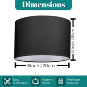 Modern Fabric Easy Fit Pendant Light Shades/Lampshades for Ceiling Lights, White inner
