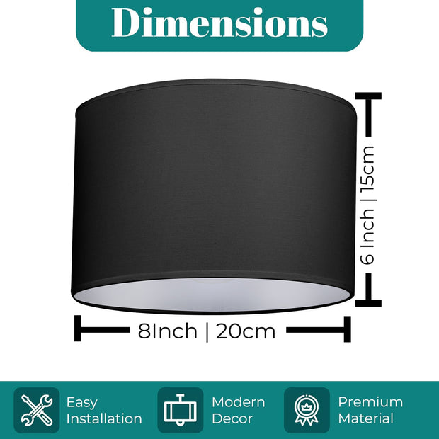 Modern Fabric Easy Fit Pendant Light Shades/Lampshades for Ceiling Lights, White inner