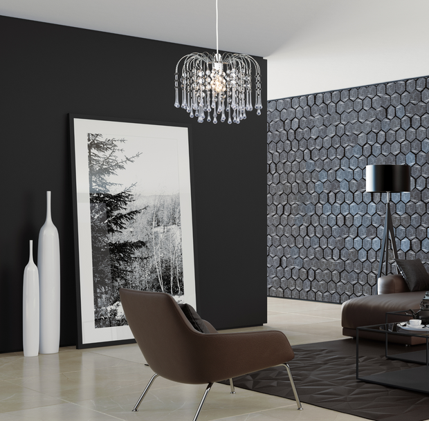 Klass Teardrop Acrylic Chrome Finish Pendant Light Shade or Lamp Shade for Living Room, Bedroom, Kitchen, Hallway
