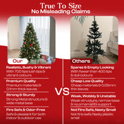 6ft Christmas Tree 700 Tips Lush Xmas Tree Premium PVC Realistic Artificial Christmas Tree With Metal Stand, Green Christmas Trees in 4ft, 5ft, 6 ft 7ft Sizes Perfect Christmas Decoration (6ft)