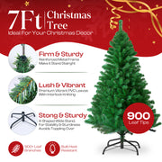 7ft Christmas Tree 900 Tips Lush Xmas Tree Premium PVC Realistic Artificial Christmas Tree With Metal Stand, Green Christmas Trees in 4ft, 5ft, 6 ft 7ft Sizes Perfect Christmas Decoration (7ft)
