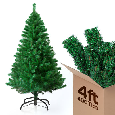 4ft Christmas Tree 400 Tips Lush Xmas Tree, Premium PVC Realistic Artificial Christmas Tree With Metal Stand, Green Christmas Trees in 4 ft, 5ft, 6ft & 7ft Sizes Perfect Christmas Decoration