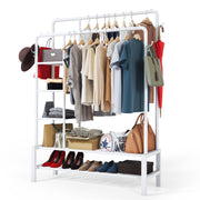 KLASS Heavy Duty Clothes Rail With Side Shelves & Shoe Rack, Freestanding, Super Sturdy Hanging Rail With 120KG Loading Capacity