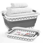 58L Large Plastic Collapsible Washing Baskets, Foldable Laundry Basket With 2-Handles - Space Saving Pop Up Laundry Basket for Laundry Hampers or Storage