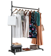 Portable Clothes Rail With Wheel/Feet, 4 Hooks, Storage Shelf, Heavy Duty Clothes Rail, Clothes Rack, Hanging Clothing Rail, Clothes Rails For Bedroom, Shops, Office, 50KG Load