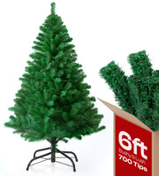 6ft Christmas Tree 700 Tips Lush Xmas Tree Premium PVC Realistic Artificial Christmas Tree With Metal Stand, Green Christmas Trees in 4ft, 5ft, 6 ft 7ft Sizes Perfect Christmas Decoration (6ft)