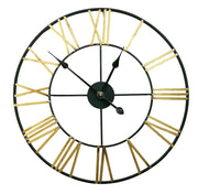 Large Skeleton Metal Wall Clock, Silent Non-Ticking, Roman Numerals Clock INDOOR/OUTDOOR, Black/White