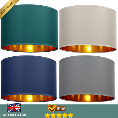 Modern Fabric Easy Fit Pendant Light Shades/Lampshades for Ceiling Lights, Golden inner