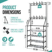 Shoe Rack & lightweight Coat Stand – Multipurpose Shoe Storage Organiser – Entryway & Hallway Organiser for Shoes & Accessories