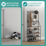 Shoe Rack & lightweight Coat Stand – Multipurpose Shoe Storage Organiser – Entryway & Hallway Organiser for Shoes & Accessories