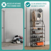Shoe Rack & lightweight Coat Stand – Multipurpose Shoe Storage Organiser – Entryway & Hallway Organiser for Shoes & Accessories