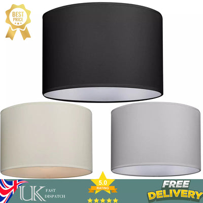 Modern Fabric Easy Fit Pendant Light Shades/Lampshades for Ceiling Lights, White inner