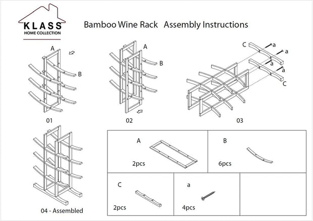 Natural Bamboo Wine Rack Free Standing