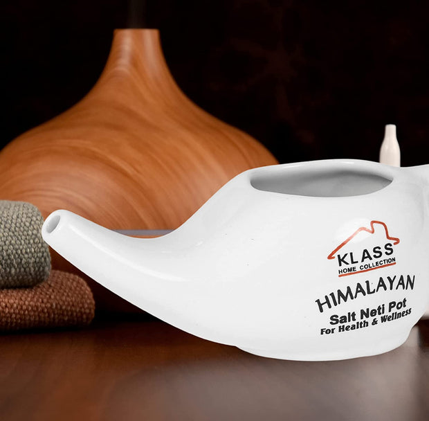 Ceramic Neti Pot With Himalayan Salt