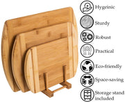 Set of 3 Bamboo chopping Board with stand