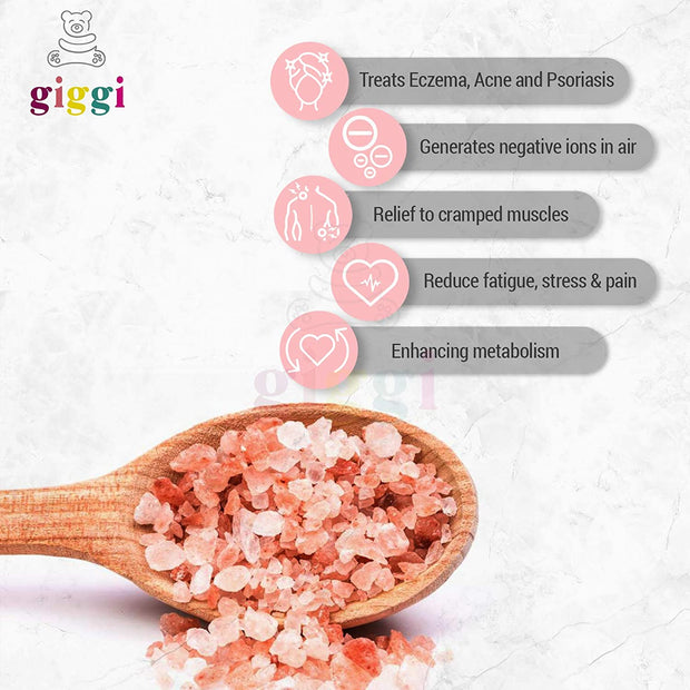 Giggi 1 KG 100% PURE Pink Himalayan Bath Salt - Natural Bath Minerals for Relaxant Recovery salts for Muscle Soak - Vegan friendly
