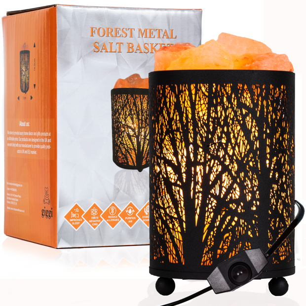 Black Metal Basket Salt Lamp with 100% Pure Himalayan Salt Chunks