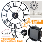 Vintage Metal Skeleton Clock- Black