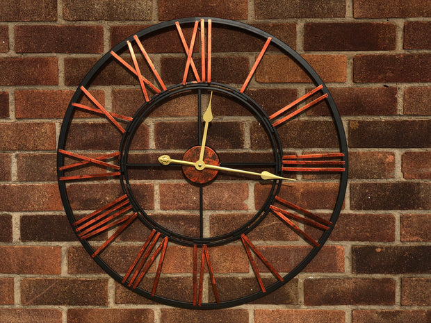 Vintage Skeleton Clock- Black and Rosegold - Klass Home