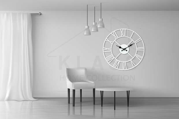 Klass Home Vintage Metal Skeleton Clock White