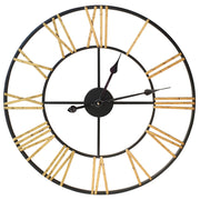 Vintage Metal Skeleton Clock- Black and Gold - Klass Home