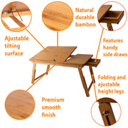 Adjustable Luxury Natural Bamboo Wood Laptop Tray - Klass Home
