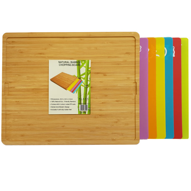 Large Bamboo Wodden Chopping Board with PP Mats - Klass Home